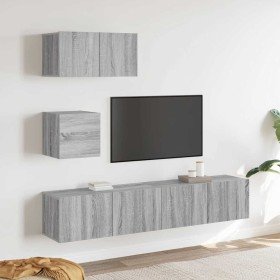 Set de muebles para TV 4 pzas madera contrachapada gris Sonoma en Muebles TV | Comprar online en Foru.es