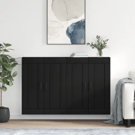 Wall cabinets 2 pcs black engineered wood by vidaXL, Sideboards - Ref: Foro24-3198026, Price: 162,71 €, Discount: %