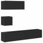 Set de muebles para TV 4 piezas madera contrachapada negro en Muebles TV | Comprar online en Foru.es