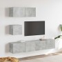 Set de muebles de TV 4 pzas madera contrachapada gris hormigón en Muebles TV | Comprar online en Foru.es