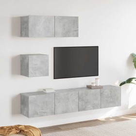 Set de muebles de TV 4 pzas madera contrachapada gris hormigón en Muebles TV | Comprar online en Foru.es