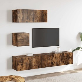 Set de muebles de TV 4 pzas madera contrachapada roble ahumado en Muebles TV | Comprar online en Foru.es