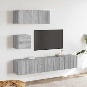 Set de muebles para TV 4 pzas madera contrachapada gris Sonoma en Muebles TV | Comprar online en Foru.es