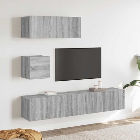 Set de muebles para TV 4 pzas madera contrachapada gris Sonoma en Muebles TV | Comprar online en Foru.es