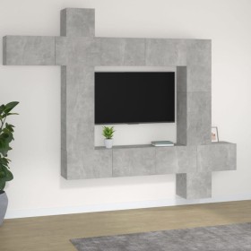 Set de muebles de TV 9 pzas madera contrachapada gris hormigón en Muebles TV | Comprar online en Foru.es