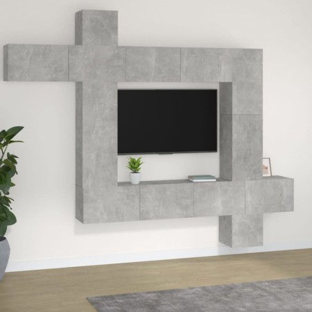 Set de muebles de TV 9 pzas madera contrachapada gris hormigón en Muebles TV | Comprar online en Foru.es