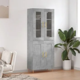 Aparador alto madera contrachapada gris hormigón 69,5x34x180 cm de vidaXL, Aparadores - Ref: Foro24-3198333, Precio: 154,02 €...