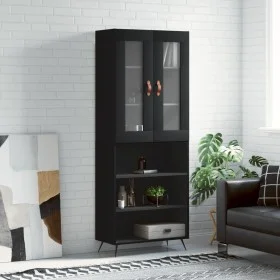 Tall black plywood sideboard 69.5x34x180 cm by vidaXL, Sideboards - Ref: Foro24-3198698, Price: 137,78 €, Discount: %