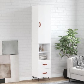 Aparador alto madera contrachapada blanco brillo 34,5x34x180 cm de vidaXL, Aparadores - Ref: Foro24-3198891, Precio: 112,29 €...
