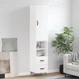 Aparador alto madera contrachapada blanco brillo 34,5x34x180 cm de vidaXL, Aparadores - Ref: Foro24-3198891, Precio: 110,56 €...