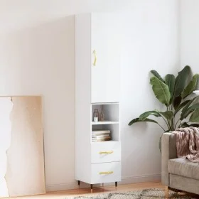 Aparador alto madera contrachapada blanco brillo 34,5x34x180 cm de vidaXL, Aparadores - Ref: Foro24-3198899, Precio: 111,25 €...