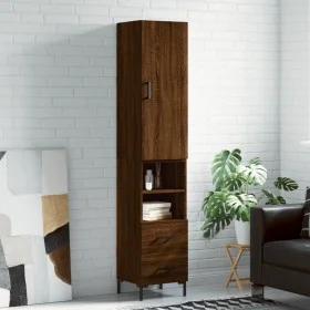 Aparador alto madera contrachapada roble marrón 34,5x34x180 cm de vidaXL, Aparadores - Ref: Foro24-3198920, Precio: 106,61 €,...