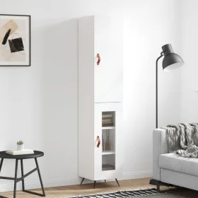 Aparador alto madera contrachapada blanco brillo 34,5x34x180 cm de vidaXL, Aparadores - Ref: Foro24-3199019, Precio: 103,04 €...