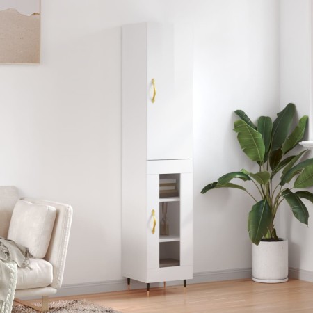 Aparador alto madera contrachapada blanco brillo 34,5x34x180 cm de vidaXL, Aparadores - Ref: Foro24-3199027, Precio: 104,58 €...