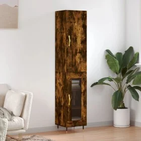Aparador de madera contrachapada roble ahumado 34,5x34x180 cm de vidaXL, Aparadores - Ref: Foro24-3199030, Precio: 94,42 €, D...