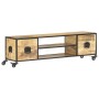 Mueble de TV de madera maciza de mango 130x30x39 cm de vidaXL, Muebles TV - Ref: Foro24-286377, Precio: 224,62 €, Descuento: %