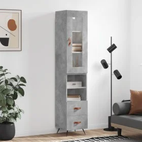 Aparador de madera contrachapada gris hormigón 34,5x34x180 cm de vidaXL, Aparadores - Ref: Foro24-3199277, Precio: 105,90 €, ...
