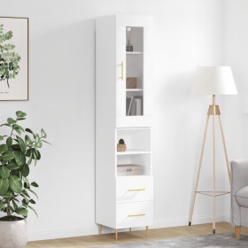 Aparador alto madera contrachapada blanco brillo 34,5x34x180 cm de vidaXL, Aparadores - Ref: Foro24-3199291, Precio: 116,46 €...