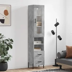Aparador de madera contrachapada gris hormigón 34,5x34x180 cm de vidaXL, Aparadores - Ref: Foro24-3199309, Precio: 116,26 €, ...