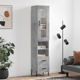 Aparador de madera contrachapada gris hormigón 34,5x34x180 cm de vidaXL, Aparadores - Ref: Foro24-3199309, Precio: 117,68 €, ...