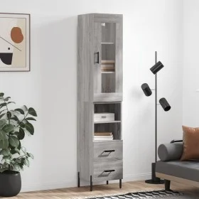 Aparador alto madera contrachapada gris Sonoma 34,5x34x180 cm de vidaXL, Aparadores - Ref: Foro24-3199311, Precio: 119,52 €, ...