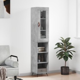 Aparador de madera contrachapada gris hormigón 34,5x34x180 cm de vidaXL, Aparadores - Ref: Foro24-3199341, Precio: 91,52 €, D...