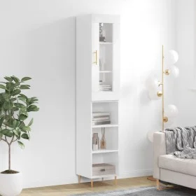 Tall white glossy plywood sideboard 34.5x34x180 cm by vidaXL, Sideboards - Ref: Foro24-3199355, Price: 94,94 €, Discount: %