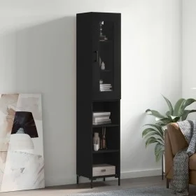 Aparador de madera contrachapada negro 34,5x34x180 cm de vidaXL, Aparadores - Ref: Foro24-3199362, Precio: 93,57 €, Descuento: %