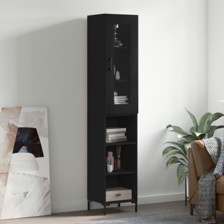 Aparador de madera contrachapada negro 34,5x34x180 cm de vidaXL, Aparadores - Ref: Foro24-3199362, Precio: 94,67 €, Descuento: %