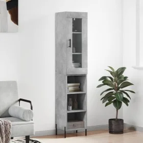 Aparador de madera contrachapada gris hormigón 34,5x34x180 cm de vidaXL, Aparadores - Ref: Foro24-3199373, Precio: 94,67 €, D...