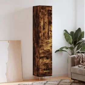 Aparador de madera contrachapada roble ahumado 34,5x34x180 cm de vidaXL, Aparadores - Ref: Foro24-3200190, Precio: 109,90 €, ...