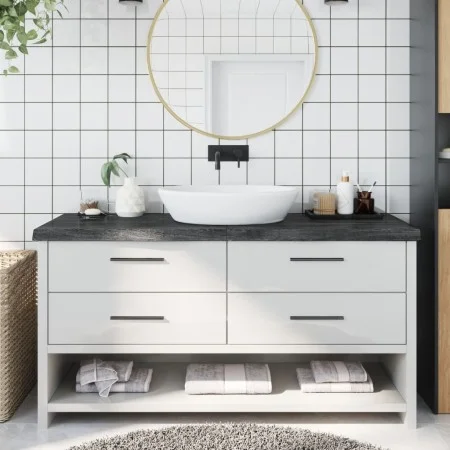 Encimera de baño madera tratada marrón oscuro 160x50x(2-6) cm de vidaXL, Encimeras - Ref: Foro24-3156254, Precio: 129,26 €, D...
