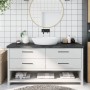 Encimera de baño madera tratada marrón oscuro 160x50x(2-6) cm de vidaXL, Encimeras - Ref: Foro24-3156254, Precio: 130,92 €, D...
