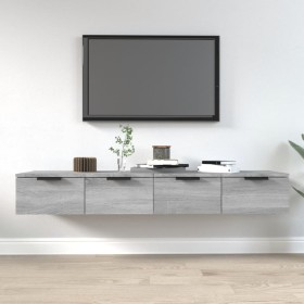 Armarios de pared 2 uds contrachapada gris Sonoma 68x30x20 cm en Estanterías | Comprar online en Foru.es