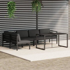 Set muebles de jardín 6 pzas y cojines aluminio gris antracita en Conjuntos de jardín | Comprar online en Foru.es
