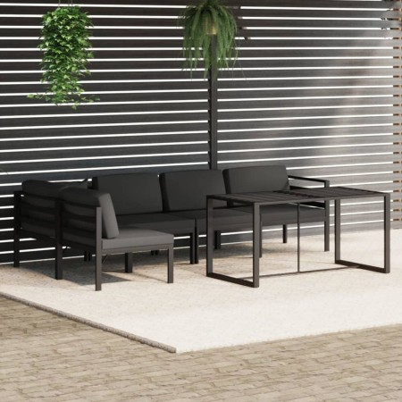 Set muebles de jardín 6 pzas y cojines aluminio gris antracita en Conjuntos de jardín | Comprar online en Foru.es