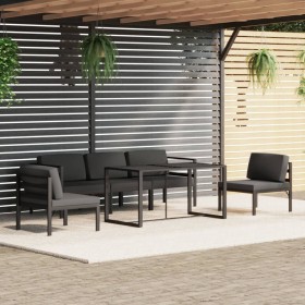 Set muebles de jardín 6 pzas y cojines aluminio gris antracita en Conjuntos de jardín | Comprar online en Foru.es