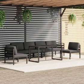 Set muebles de jardín 7 pzas y cojines aluminio gris antracita en Conjuntos de jardín | Comprar online en Foru.es