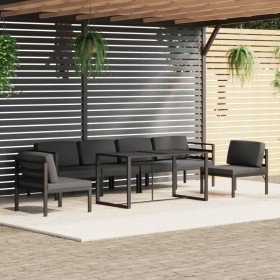 Set muebles de jardín 7 pzas y cojines aluminio gris antracita en Conjuntos de jardín | Comprar online en Foru.es