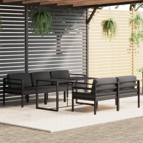 Set muebles de jardín 6 pzas y cojines aluminio gris antracita en Conjuntos de jardín | Comprar online en Foru.es