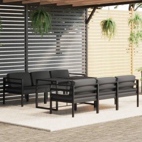 Set muebles de jardín 7 pzas y cojines aluminio gris antracita en Conjuntos de jardín | Comprar online en Foru.es