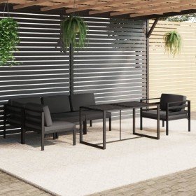 Set muebles de jardín 6 pzas y cojines aluminio gris antracita en Conjuntos de jardín | Comprar online en Foru.es