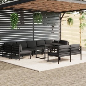 Set muebles de jardín 10 pzas y cojines aluminio gris antracita en Conjuntos de jardín | Comprar online en Foru.es