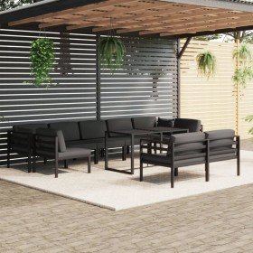 Set muebles de jardín 10 pzas y cojines aluminio gris antracita en Conjuntos de jardín | Comprar online en Foru.es