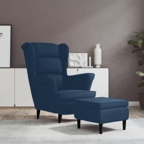 Sillón orejero y taburete de terciopelo azul en Sillones | Comprar online en Foru.es