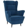 Sillón orejero y taburete de terciopelo azul en Sillones | Comprar online en Foru.es