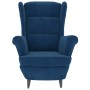 Sillón orejero y taburete de terciopelo azul en Sillones | Comprar online en Foru.es