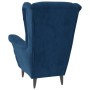 Sillón orejero y taburete de terciopelo azul en Sillones | Comprar online en Foru.es