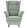 Sillón orejero y taburete de terciopelo gris claro en Sillones | Comprar online en Foru.es