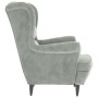 Sillón orejero y taburete de terciopelo gris claro en Sillones | Comprar online en Foru.es